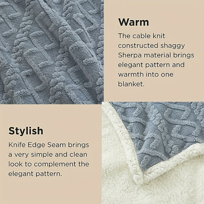 1pc Sherpa Blanket For Couch Sofa - Fuzzy Soft Cozy Blanket For Bed, Fleece Thick Warm Blanket For All Seasons, Fall Blanket