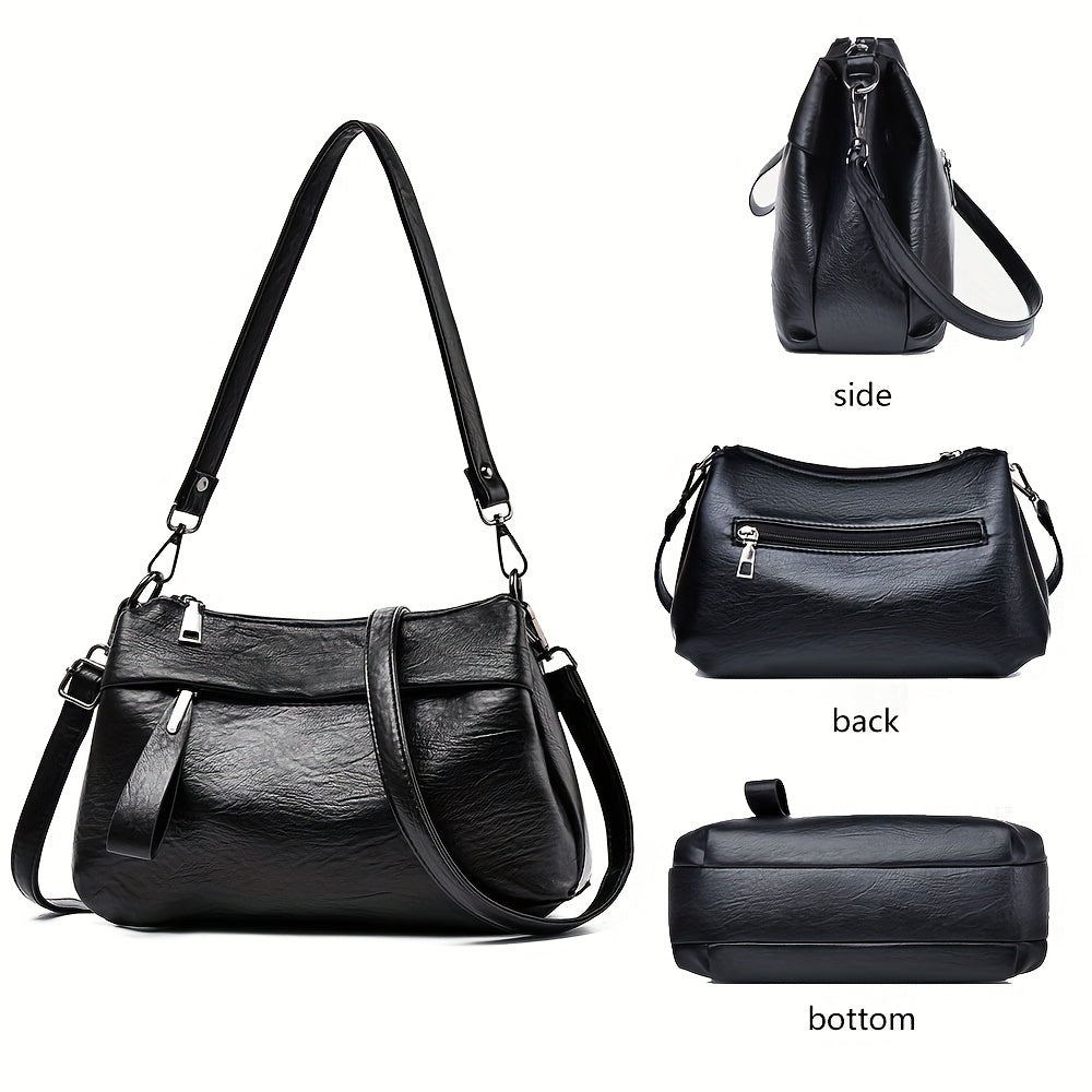 Women's Large Capacity Shoulder Bag With Adjustable Strap And Zipper Closure, Polyester Lining Bag, Stylish And Practical Travel Bag