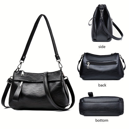 Women's Large Capacity Shoulder Bag With Adjustable Strap And Zipper Closure, Polyester Lining Bag, Stylish And Practical Travel Bag