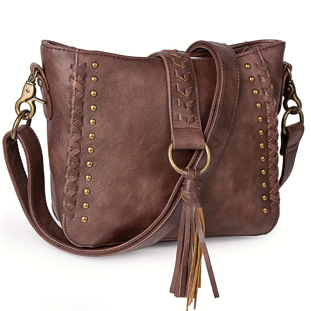 Stylish Women's PU Leather Crossbody Bag - Western-Inspired Shoulder Purse and Handbag