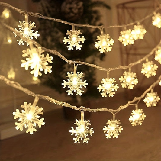 1pc, LED Christmas Snowflake String Lights, Party Decor Lights, Christmas Ornaments, Holiday Accessory, Birthday Party Supplies, Room Decor, Christmas Gifts, Home Decor, Scene Decors