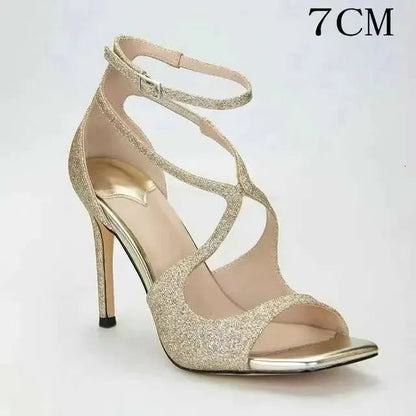 Summer Sandals New Thin Light Pink Open Toe Square Fish Mouth High Heel Sandal Woman Shoes Kq8