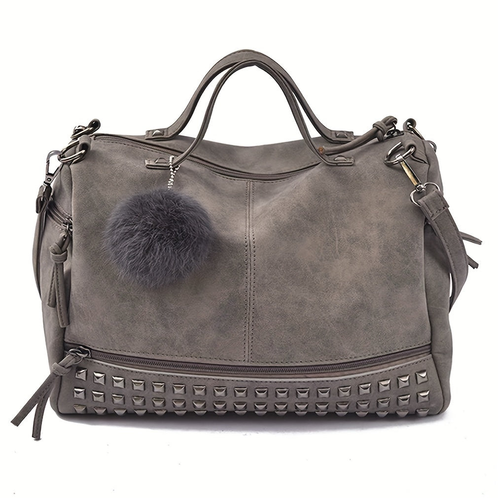 Womens Edgy Studded Punk Shoulder Bag - Spacious Casual Hobo Satchel Purse with Rebellious Attitude for Everyday Wear - Perfect for Rocker Chic Fashionistas