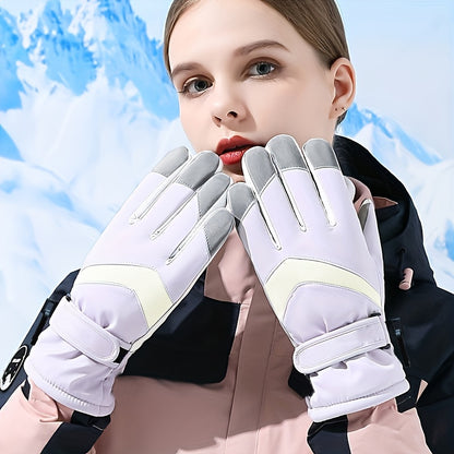 Winter Gloves Women's Fleece Thick Windproof Warm Gloves Outdoor Riding Mountaineering Ski Gloves