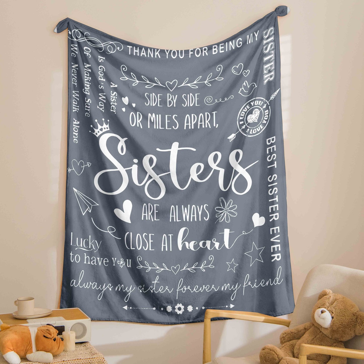 1pc Grey Birthday Gift Blanket For Sisters, Girlfriends, And Friends Flannel Blankets, Digital Printing Gifts Winter Naps Blanket Sofa Air Conditioning Blankets Bedding Supplies