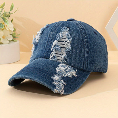 1pc Distressed Cowboy Hat - Ripped Retro Peaked Cap with Versatile Sun Protection for Autumn Winter - Ideal Gift Choice for Fashion-Conscious Individuals