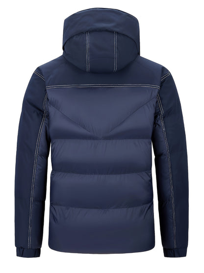Thermal Mens Padded Coat - Ultra-Warm Insulation, Thick and Plush Padding, Casual Style with Contrast Stitching Details - Perfect for Cold Fall and Winter Seasons