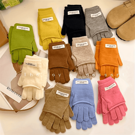 Cozy Knit Touchscreen Gloves for Women - Thick, Warm & Windproof Winter Gloves with Split Finger Design, Perfect for Cycling & Casual Outings