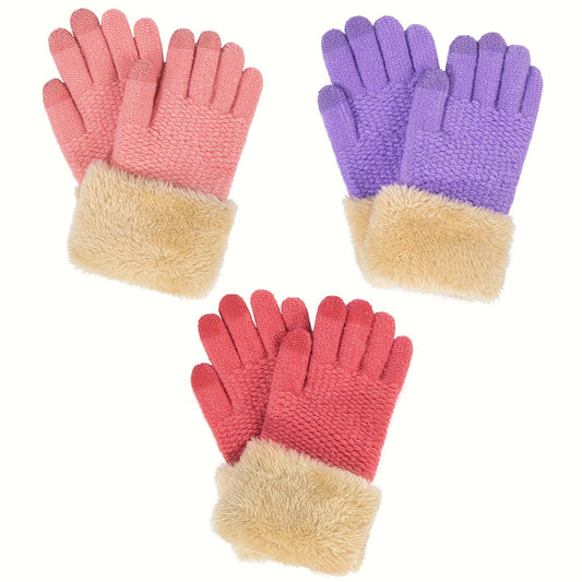 Winter Gloves 3 Pack Touchscreen Winter Solid Knit Mitten