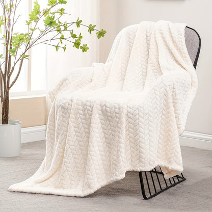 1pc Fleece Blanket Super Soft Cozy Throw Blanket, Lightweight Fuzzy Comfy Textured Flannel Blanket Warm Plush Throw Blankets For Couch