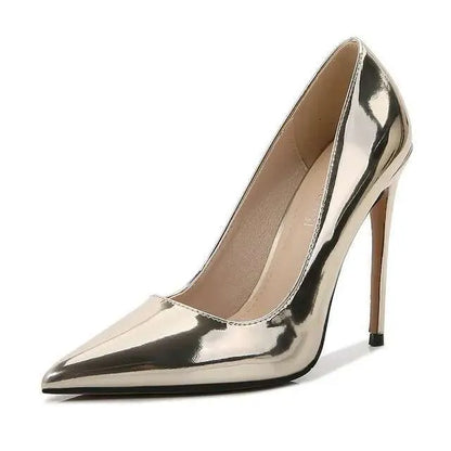 Sier Gold Pumps Women Classics Shiny Hign Heels Patent Leather Metallic Ladies Ting Heel Sexy Wedding Shoes Size 46 Kq8