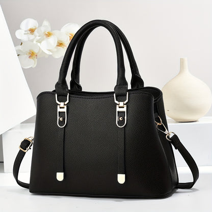 Chic Large Capacity Women's Tote Bag - Fashionable Faux Leather Shoulder & Crossbody Handbag with Adjustable Strap, Zip Closure