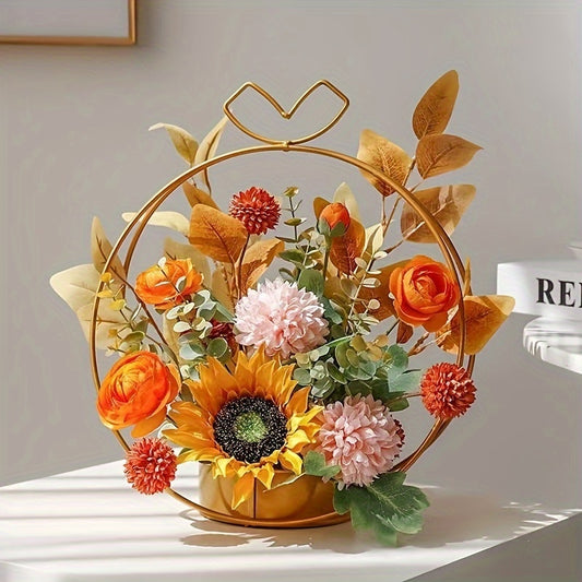 1pc Spring Flower Basket Artificial Flower, Premium Oxidation Resistance Real Touch Fake Flowers With Stems For Wedding Arrangement, Bridal Bouquet, Centerpiece, Garden, Yard, Wedding, Birthday, Shower Decor, Aesthetic Room Decor, Home Decor