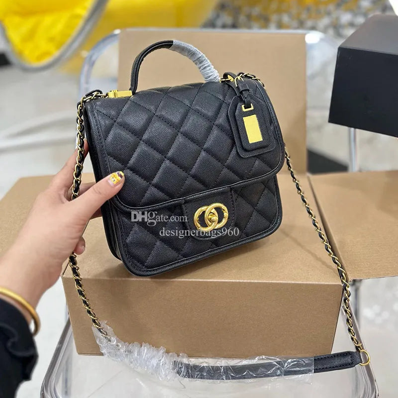 5A New Color Designer Shopping Crossbody Diamond Lattice Soft Shoulder Bag Gold Ball Woc Chain Flap Leather Cowhide Hasp Belts Handle Bags Channel 20cm 17cm