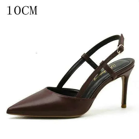 New Pointy High Heels Korean Version Of Stylish Baotou Female Sandals Black Work Shoes Kq8