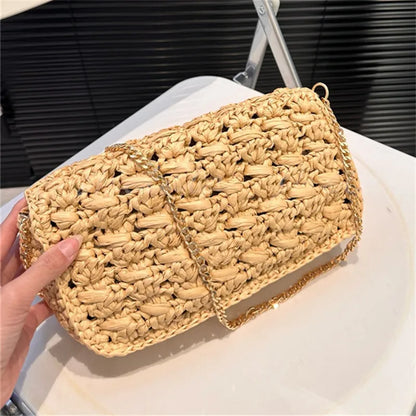 Woman Straw Chain Bags Crossbody Designer Bag Luxury Crochet Beach Bags Small Phone Purse TOP