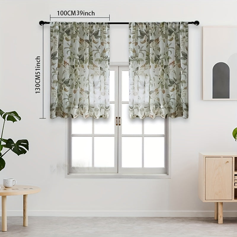 1pc Delicate Flower Floral Rod Pocket Curtain - White Background, Farmhouse Chic, Bedroom Living Room Decor, Easy Hang, Soft Fabric, Classic Design, Home Decor Accent