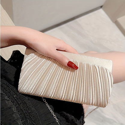 Elegant Pleated Evening Clutch Bag, Versatile For Party And Formal Wear, Women's Fashion Accessory