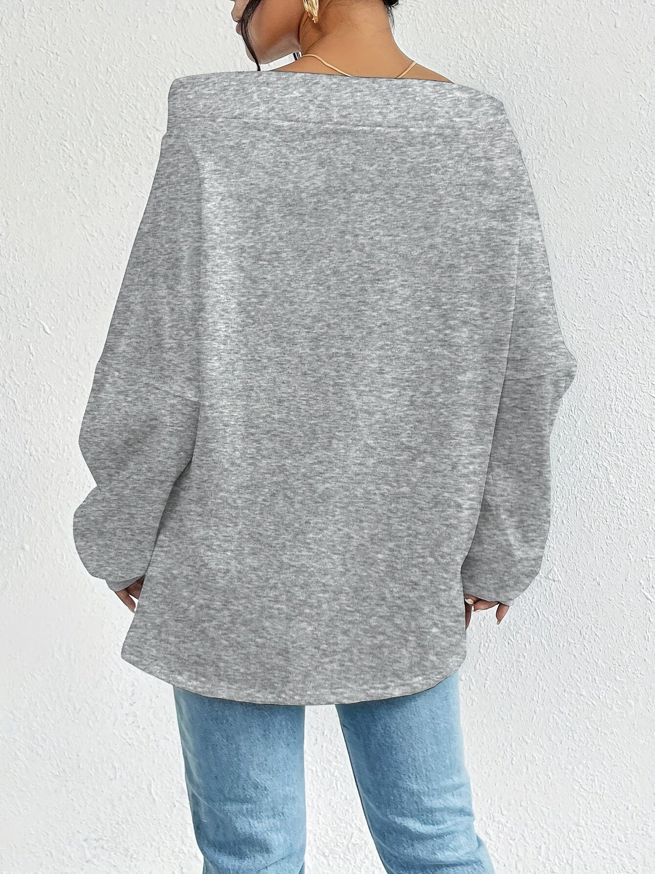 Cozy Off-The-Shoulder Drawstring Pullover Sweatshirt - Women's Casual Long Sleeve Crew Neck Apparel for Spring & Fall - Soft, Breathable, and Comfortable Fashion Clothing