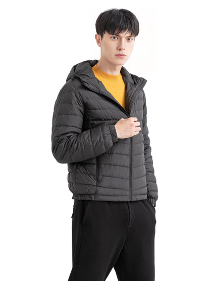 Warm and Stylish Men's Fleece Hooded Jacket for Outdoor Activities in Fall and Winter