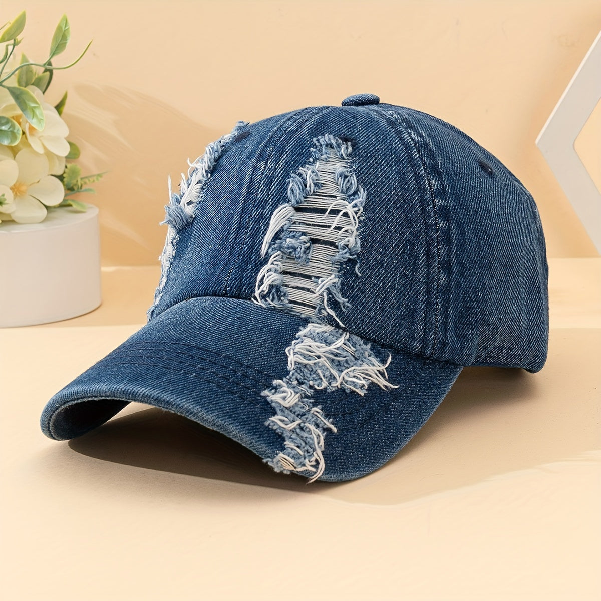 1pc Distressed Cowboy Hat - Ripped Retro Peaked Cap with Versatile Sun Protection for Autumn Winter - Ideal Gift Choice for Fashion-Conscious Individuals