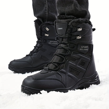 Thermal Insulated Mens Snow Boots - Windproof, Waterproof, Fuzzy Lined, Warm Winter Hiking Shoes with Anti-Slip Sole for Outdoor Activities - Ideal for Cold Weather, Hiking, Camping, and Snowshoeing