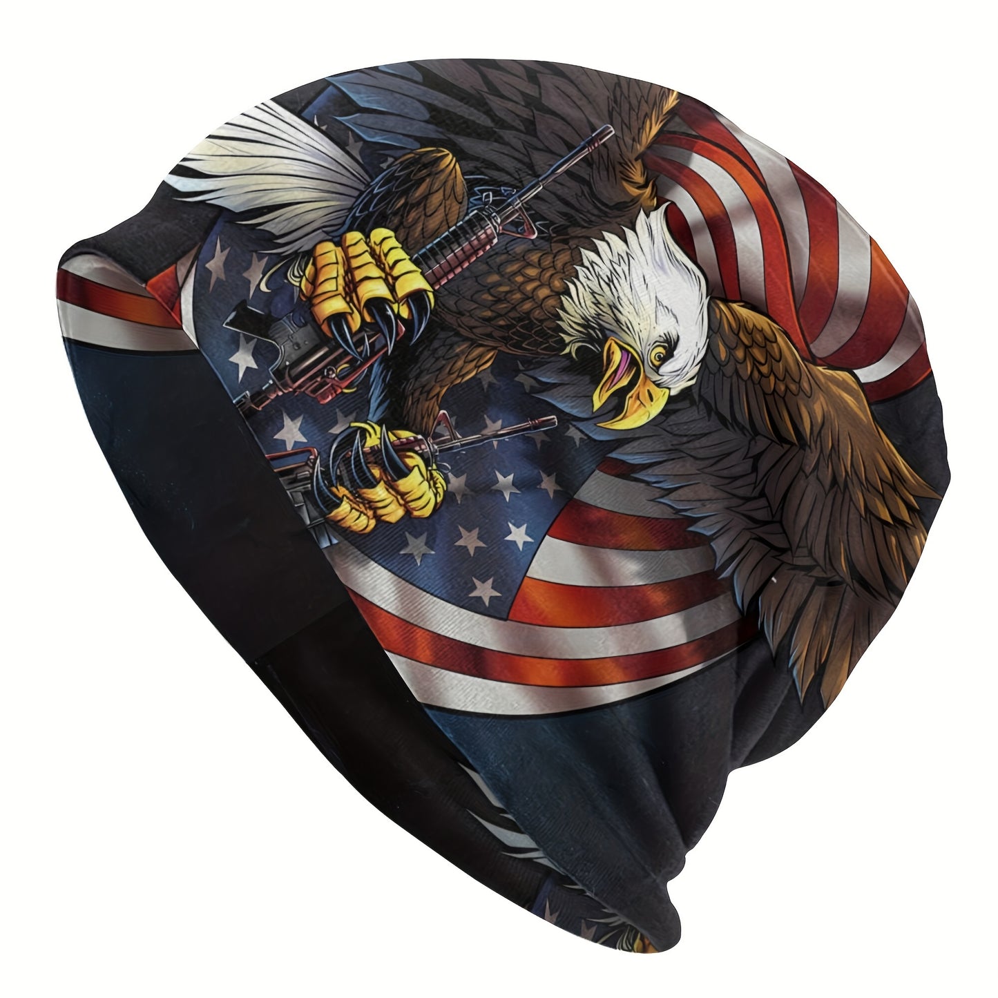 1pc Eagle Windproof Skullies Beanie - Ultra-Thin, Windproof, Fashion Design for Autumn and Spring Outdoor Activities - Patriotic US Flag Wings Design, Ideal Gift for Friends and Family