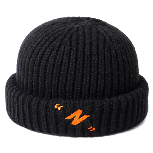 Warmth & Style Guaranteed - Medium Stretch Acrylic Knitted Mens Winter Hat with Embroidered Alphabets Pattern - Soft, Casual, and Thickened for Ultimate Cold-Weather Comfort