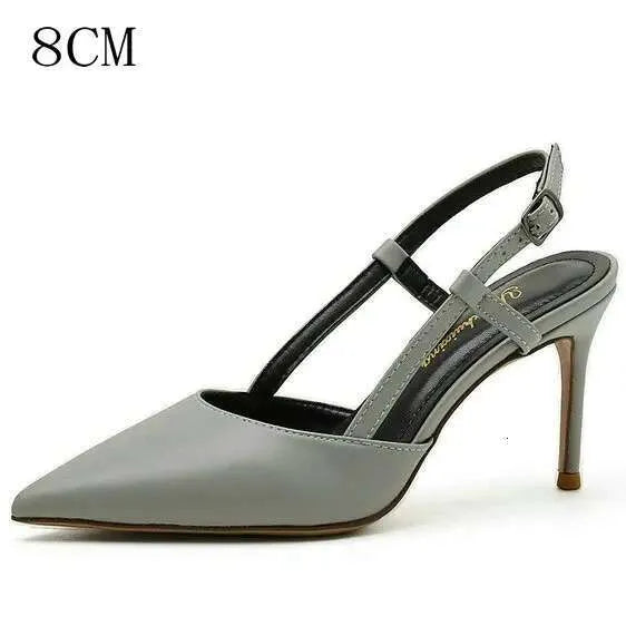 New Pointy High Heels Korean Version Of Stylish Baotou Female Sandals Black Work Shoes Kq8