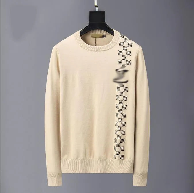 New AOP jacquard letter knitted sweater in autumn / winter acquard knitting machine e Custom jnlarged detail crew neck cotton