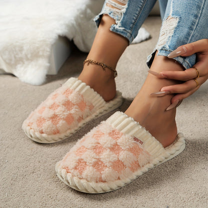 Cozy Plaid Women's Slippers - Soft, Warm, Non-Slip Sole With Quiet Fuzzy Lining For Indoor Comfort