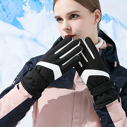 Winter Gloves Women's Fleece Thick Windproof Warm Gloves Outdoor Riding Mountaineering Ski Gloves