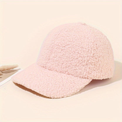 1pc Unisex Trendy Lamb Warm Sunshade Baseball Cap Visor - Autumn Winter Fashion Accessory for Men Women with Patterned Design - Ideal Gift Choice