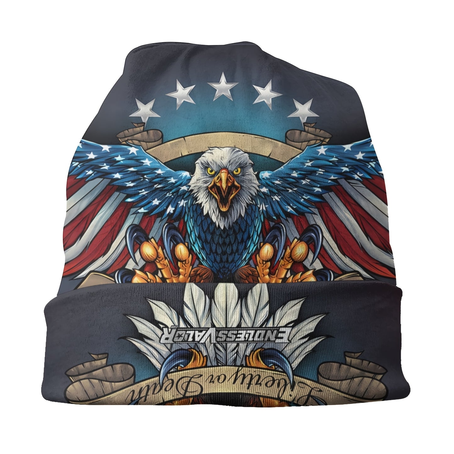 1pc Eagle Windproof Skullies Beanie - Ultra-Thin, Windproof, Fashion Design for Autumn and Spring Outdoor Activities - Patriotic US Flag Wings Design, Ideal Gift for Friends and Family