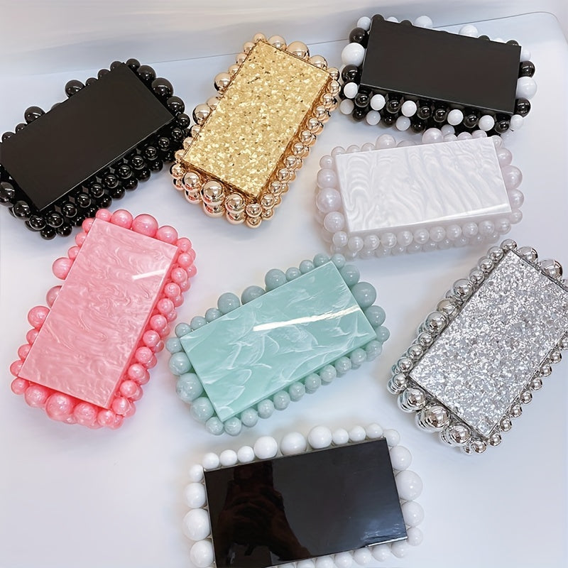 Fashion Acrylic Clutch Bag, Trendy Woven Dinner Bag, Women's Elegant Evening Banquet Wedding Purse