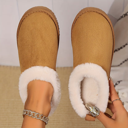 Cozy Plush Lined Warm Slippers for Women - Soft, Comfortable, Closed-Toe, Slip-Resistant, Indoor/Outdoor, Backless, Winter Snow Shoes with Superior Grip - Perfect for Cold Weather, Relaxation, and Daily Wear