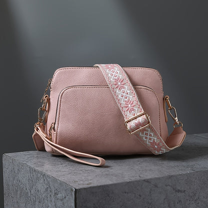 Elegant Crossbody Bag - Adjustable Strap, Square Design, Polyester Lining, Stylish Shoulder Bag for Women