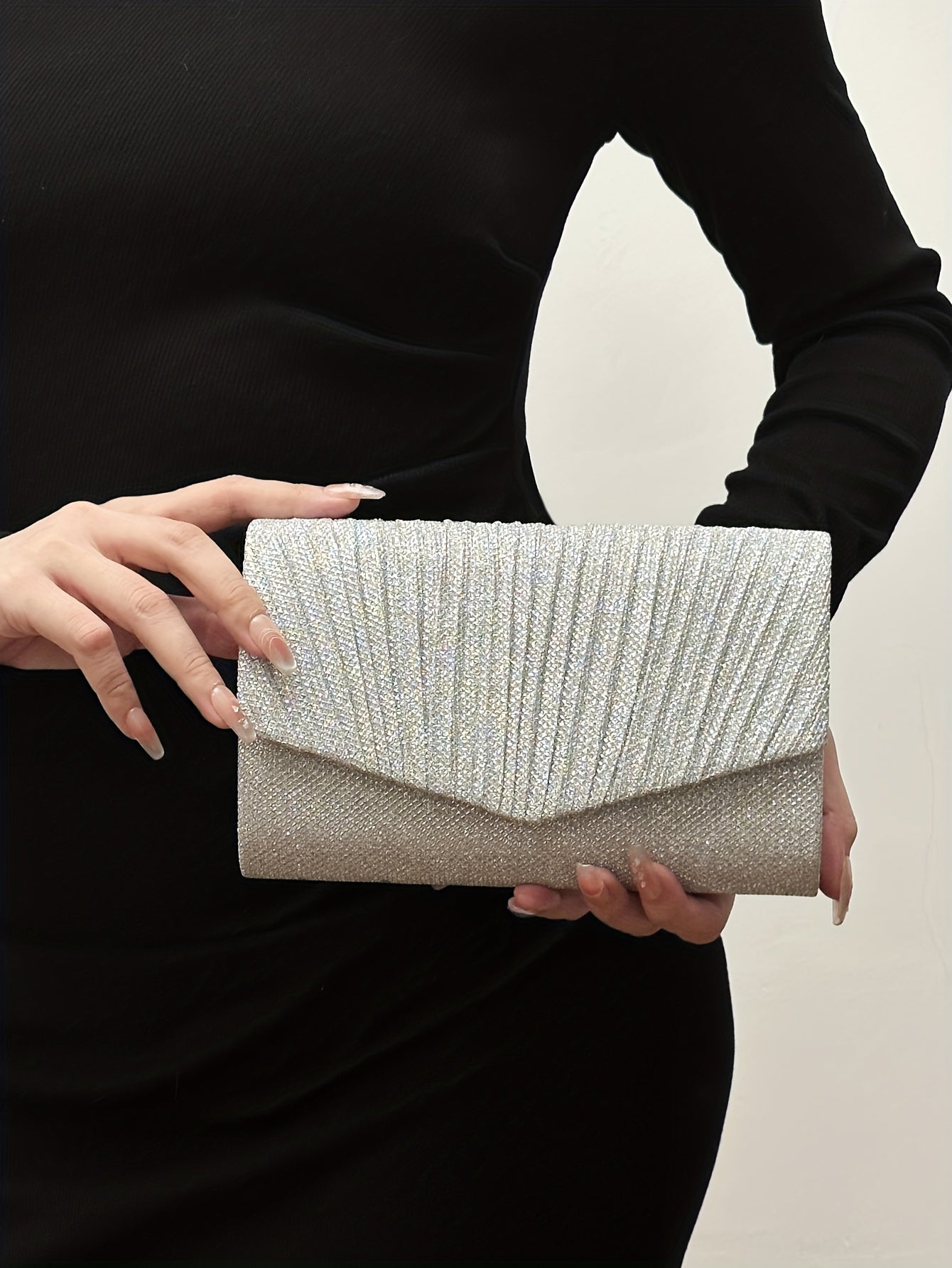 Glitter Envelope Evening Bag, Elegant Dinner Clutch Purse, Classic Banquet Handbag For Wedding Party Prom for Carnaval Music Festival