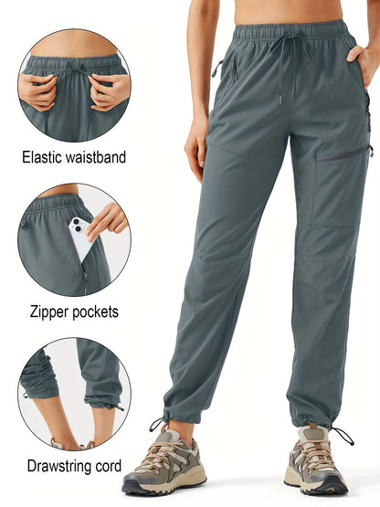 Water-Resistant Quick-Dry Cargo Joggers for Women - Lightweight, Breathable, and Comfortable Hiking Pants with Multiple Pockets - Ideal for Camping, Outdoor Activities, and Travel