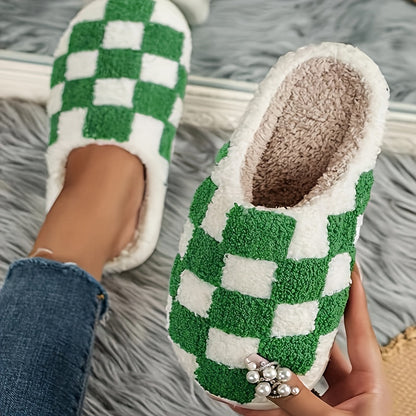 CozyCheck Plush Slippers - Ultra Soft, Warm, and Fuzzy Closed-Toe Shoes for Winter - Slip-Resistant Sole, Breathable Lining, and Soft Faux Fur Upper for Ultimate Comfort at Home