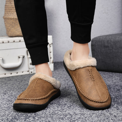 Plus Size Men's Warm Cozy Slides, Comfortable Fuzzy Soft Slippers, Plush Comfy Non-slip Home Shoes For Indoor Outdoor Bedroom, Winter