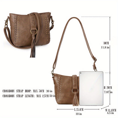 Stylish Women's PU Leather Crossbody Bag - Western-Inspired Shoulder Purse and Handbag