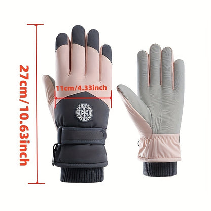 Warmest Winter Gloves for Women - Soft Cotton Blend Thermal Knitted, Hook-and-Loop Closure, Non-Slip Palm, Windproof, Water-Resistant, Touchscreen Compatible, Ideal for Cycling, Electric Bikes, Skiing, and Outdoor Activities