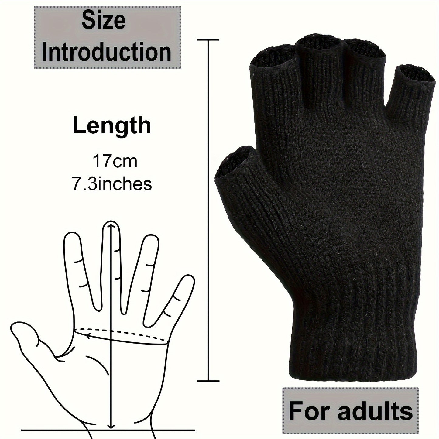 4 Pairs Winter Half Finger Gloves Knitted Fingerless Mittens Warm Stretchy Gloves for Men and Women