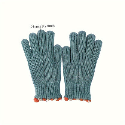 1 Pair Of Women's Coldproof Elastic Winter Insulated Warm Knitted Gloves For Outdoor Cycling