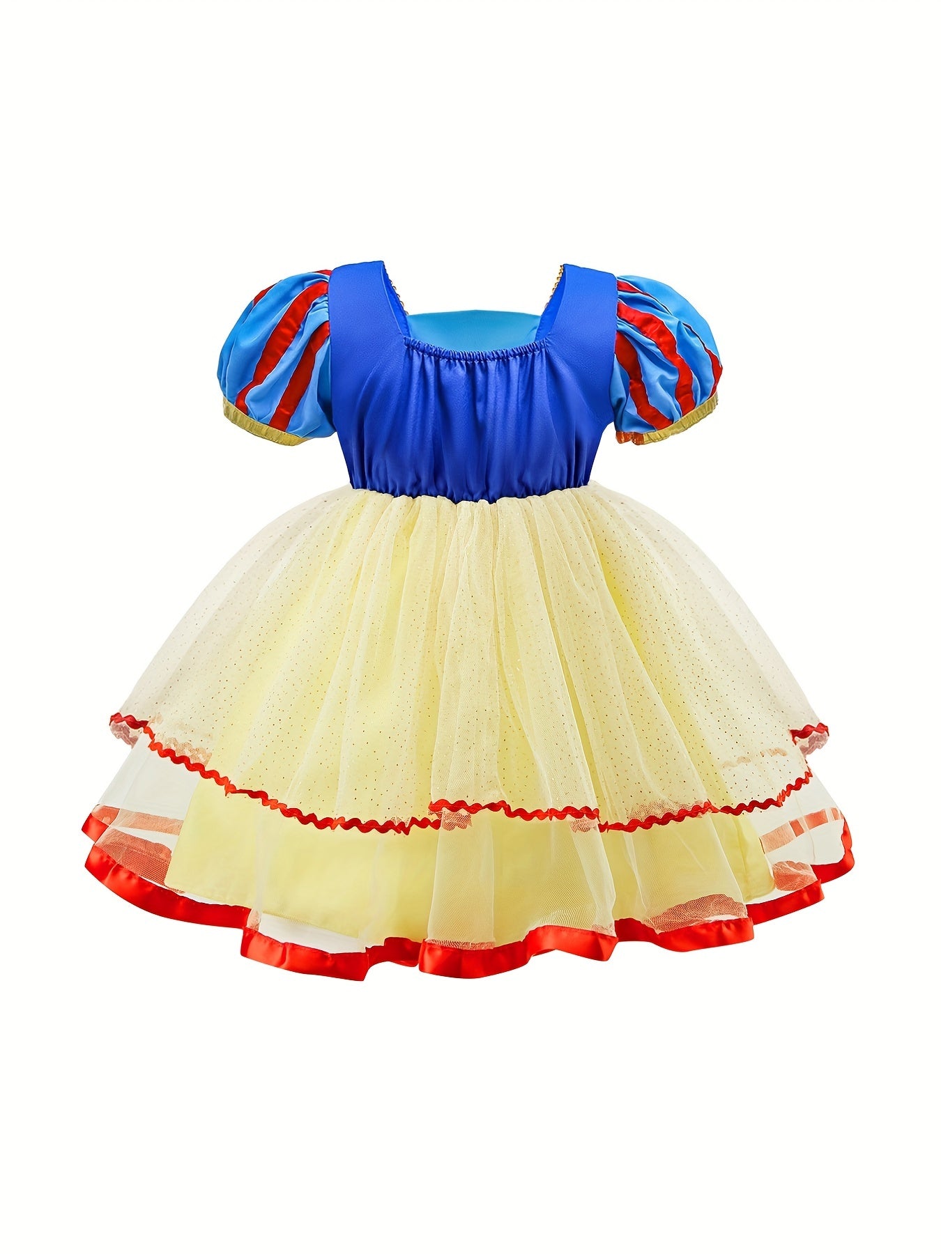 4pcs Baby Girls Puff Sleeves Tutu Dress Mesh Princess Dresses & Crown & Headband & Socks For Birthday Party Christmas Halloween