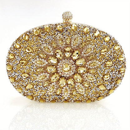 Glamorous Sunflower Rhinestone Clutch Bag - Sparkling Luxury for Evening Parties, Cocktail Dinners, Weddings & Festivals - A Durable, Versatile Handbag for Carnaval and Music Events