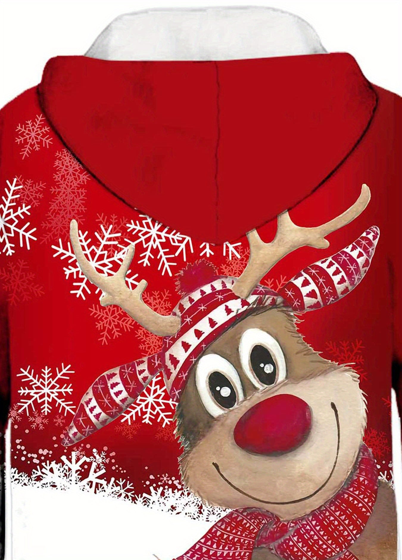 Cozy Snowflake Reindeer Pattern Pullover Hoodie - Fashion Sweatshirts for Teen Kids - Long Sleeve, Trendy, Soft, Warm, and Comfortable Winter Wear for Fall and Winter Seasons