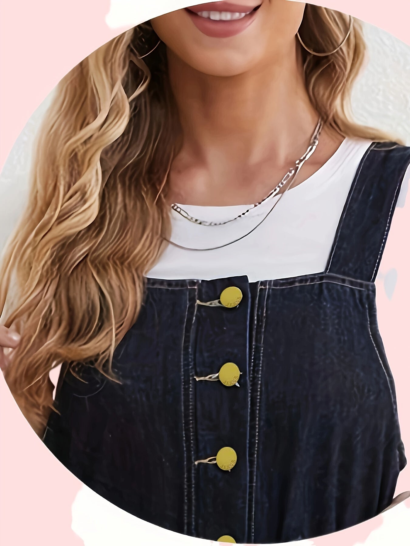 Chic Single Breasted Denim Overall Dress - Fashionable Button Detail, Non-Stretch Comfort, Adjustable Waistband - Premium Womens Denim Clothing