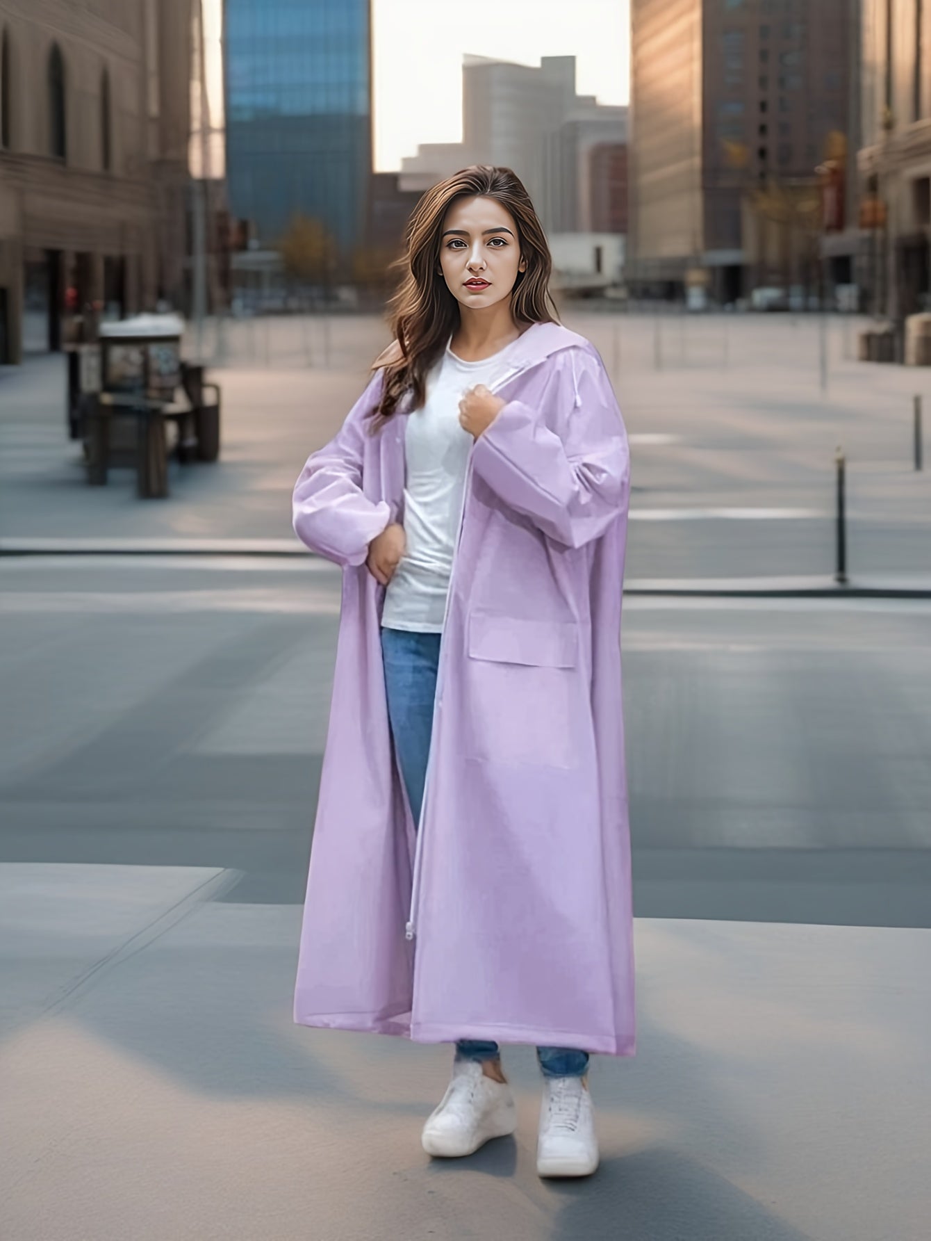 Fashionable Women's Raincoat Thickened Poncho Long Rain Coat Ladies Multi Functional Waterproof Raincoat Travel And Cycling Raincoats Outdoor Rain Wear